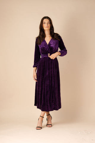 Chrissy Purple Velvet Dress