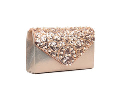 Champagne Crystal & Pearl Clutch