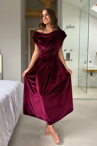 Betty Burgundy Velvet Dress