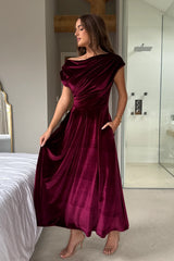 Betty Burgundy Velvet Dress