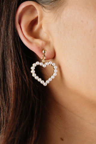 Pearl Heart Clip Earrings