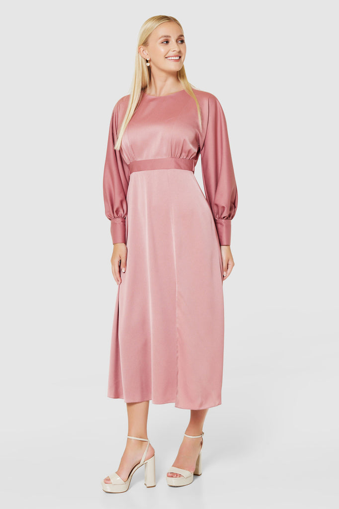 kiki pink dress Kiki Cut-Out Bodycon Midi Dress Blush