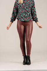 Berry Faux Leather Leggings